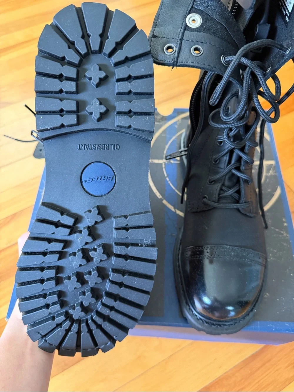 Bates Black Lace-Up Tactical Boots with Polished Toe